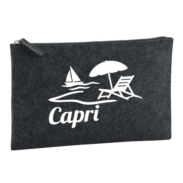 Kulturbeutel Capri Italien 1 Liter Filz Charcoal Kosmetiktasche