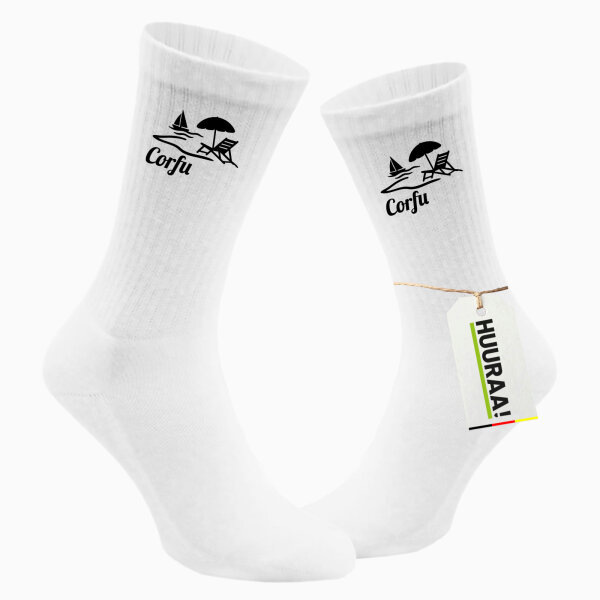 Socken Corfu Griechenland Größe 37/46 White Motiv Tennissocken