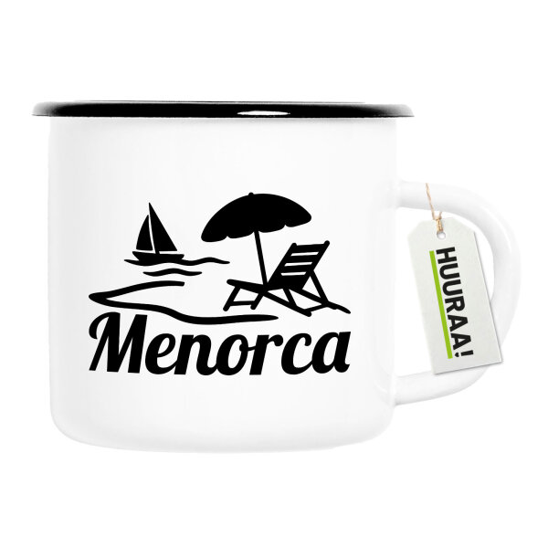 Emaille Tasse Menorca Spanien 300ml Vintage Emaille Becher