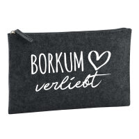 Kulturbeutel Borkum verliebt 1 Liter Filz Charcoal...