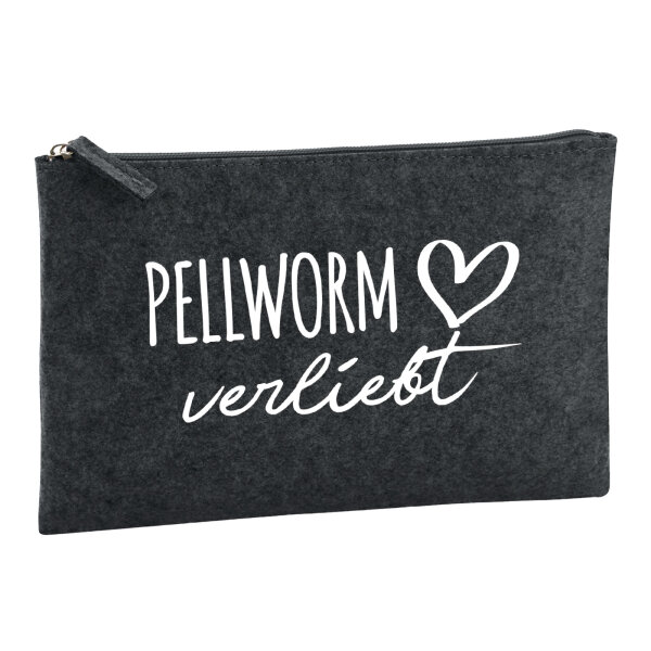 Kulturbeutel Pellworm verliebt 1 Liter Filz Charcoal Kosmetiktasche