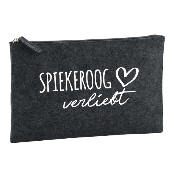 Kulturbeutel Spiekeroog verliebt 1 Liter Filz Charcoal Kosmetiktasche