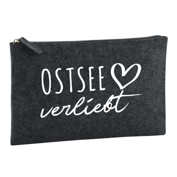 Kulturbeutel Ostsee verliebt 1 Liter Filz Charcoal Kosmetiktasche