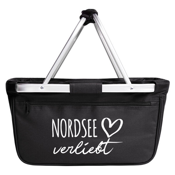 Einkaufskorb faltbar Nordsee verliebt 20 Liter Tragekorb Black