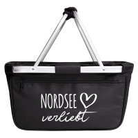 Einkaufskorb faltbar Nordsee verliebt 20 Liter Tragekorb Black