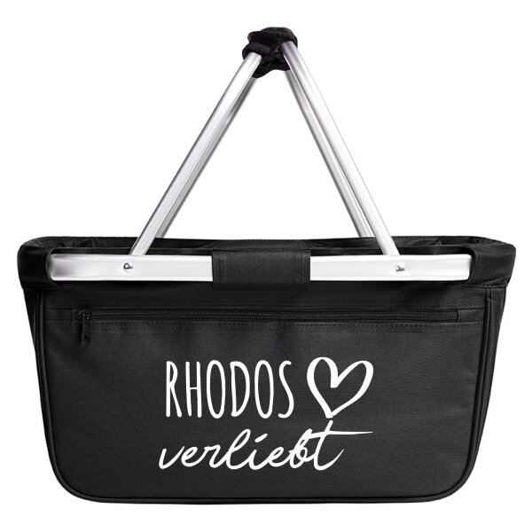 Einkaufskorb faltbar Rhodos verliebt 20 Liter Tragekorb Black