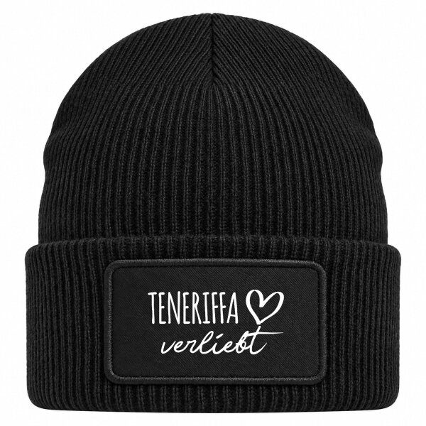Beanie mit Patch Teneriffa verliebt Black