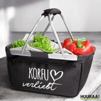 Einkaufskorb faltbar Korfu verliebt 20 Liter Tragekorb Black
