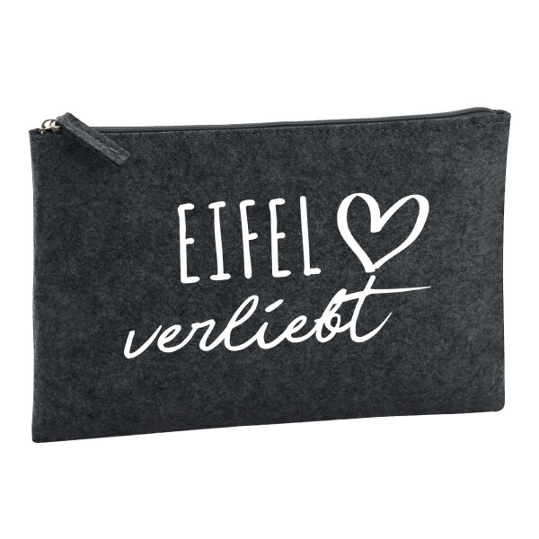 Kulturbeutel Eifel verliebt 1 Liter Filz Charcoal Kosmetiktasche