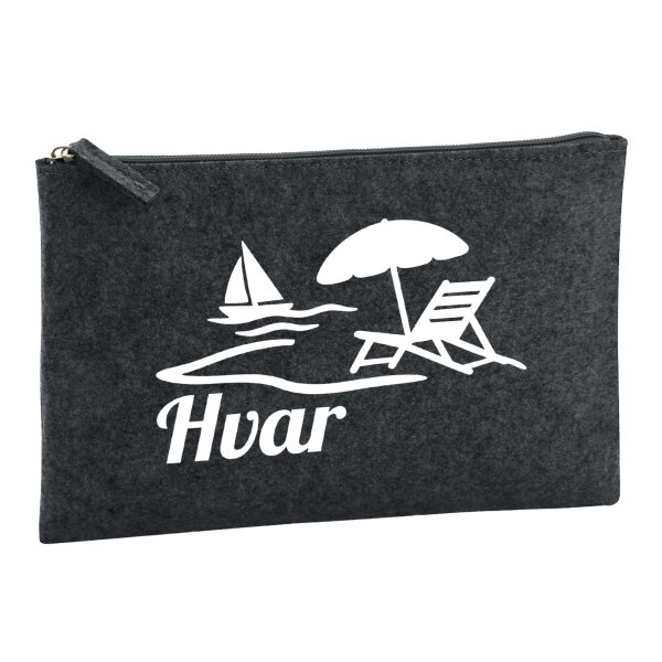 Kulturbeutel Hvar Kroatien 1 Liter Filz Charcoal Kosmetiktasche