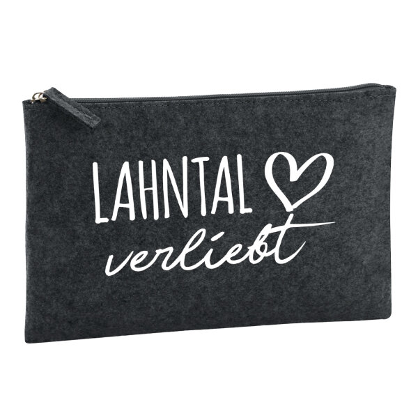 Kulturbeutel Lahntal verliebt 1 Liter Filz Charcoal Kosmetiktasche