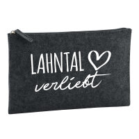 Kulturbeutel Lahntal verliebt 1 Liter Filz Charcoal Kosmetiktasche