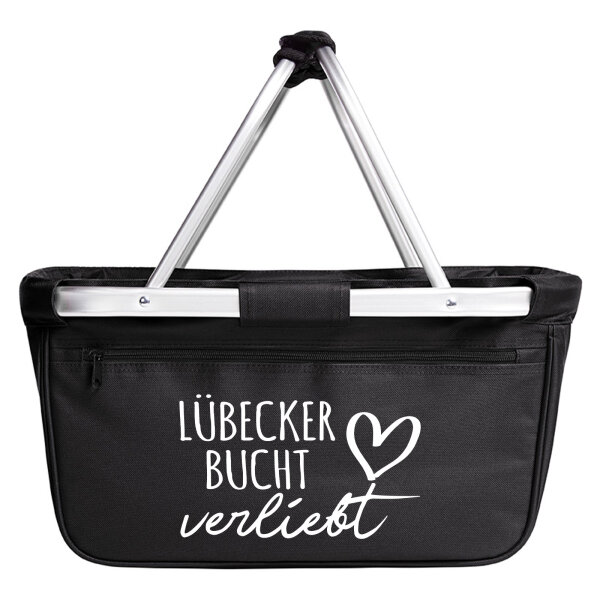 Einkaufskorb faltbar Lübecker Bucht verliebt 20 Liter Tragekorb Black