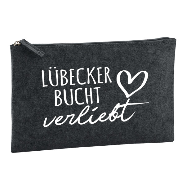 Kulturbeutel Lübecker Bucht verliebt 1 Liter Filz Charcoal Kosmetiktasche