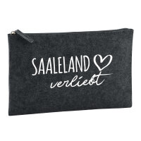 Kulturbeutel Saaleland verliebt 1 Liter Filz Charcoal Kosmetiktasche