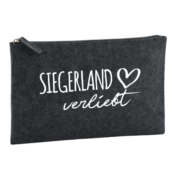 Kulturbeutel Siegerland verliebt 1 Liter Filz Charcoal Kosmetiktasche