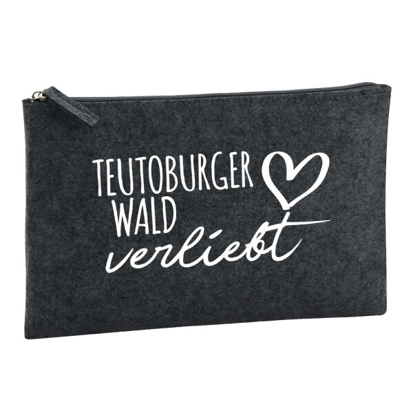 Kulturbeutel Teutoburger Wald verliebt 1 Liter Filz Charcoal Kosmetiktasche