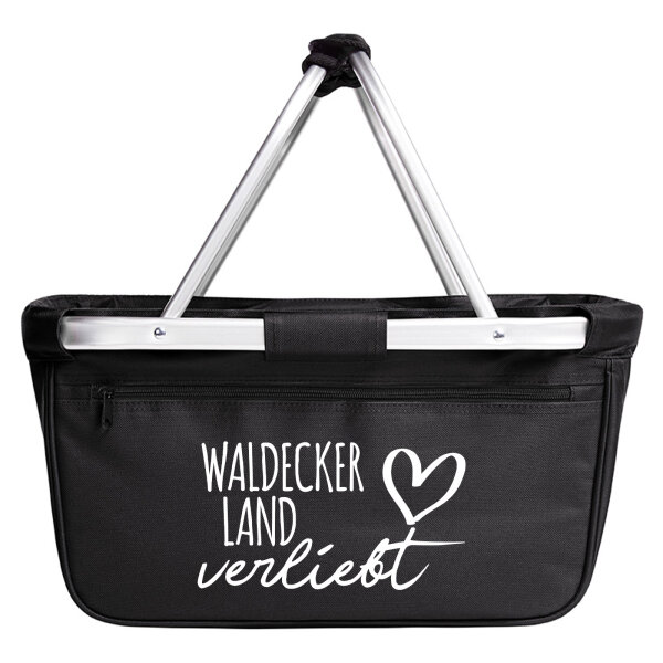 Einkaufskorb faltbar Waldecker Land verliebt 20 Liter Tragekorb Black