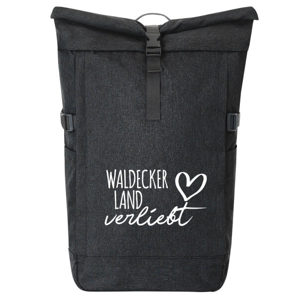 Kurierrucksack Waldecker Land verliebt 30-44 Liter Black Melange