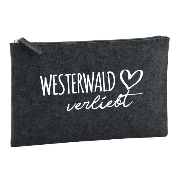 Kulturbeutel Westerwald verliebt 1 Liter Filz Charcoal Kosmetiktasche