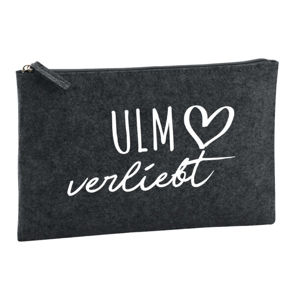 Kulturbeutel Ulm verliebt 1 Liter Filz Charcoal Kosmetiktasche
