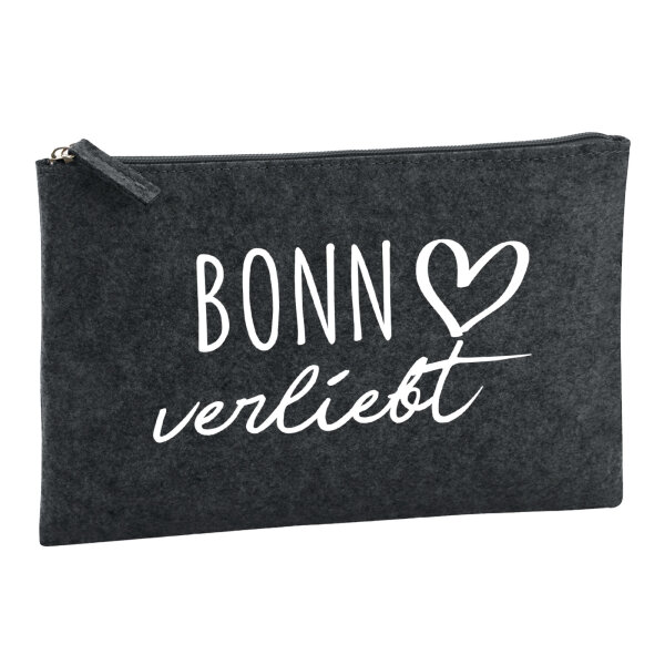 Kulturbeutel Bonn verliebt 1 Liter Filz Charcoal Kosmetiktasche