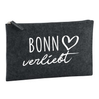 Kulturbeutel Bonn verliebt 1 Liter Filz Charcoal Kosmetiktasche