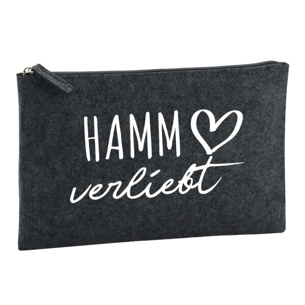 Kulturbeutel Hamm verliebt 1 Liter Filz Charcoal Kosmetiktasche