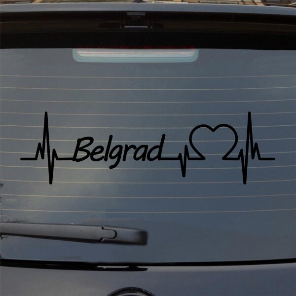 Heckscheibenaufkleber Belgrad Herzschlag  ca. 55x16cm