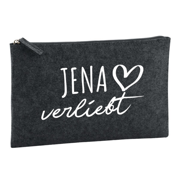 Kulturbeutel Jena verliebt 1 Liter Filz Charcoal Kosmetiktasche