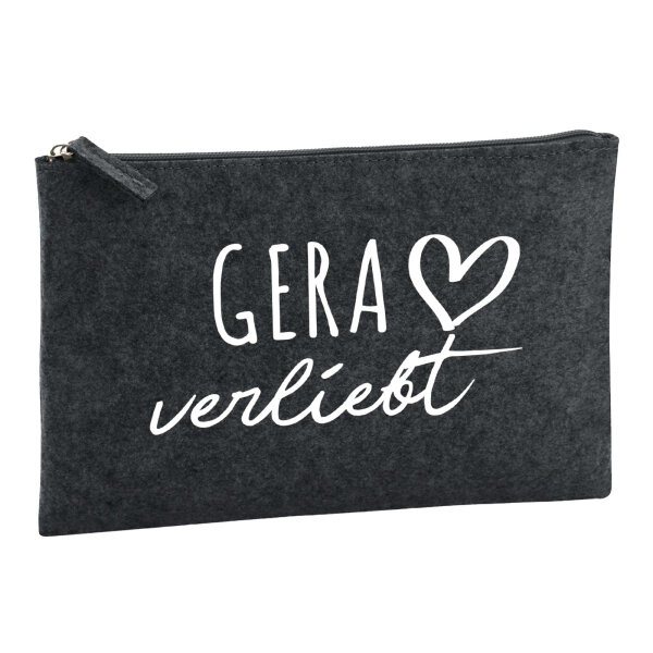 Kulturbeutel Gera verliebt 1 Liter Filz Charcoal Kosmetiktasche