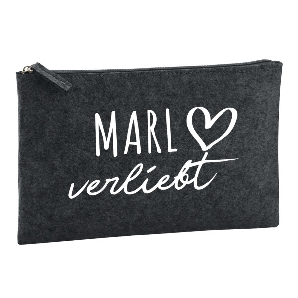 Kulturbeutel Marl verliebt 1 Liter Filz Charcoal Kosmetiktasche