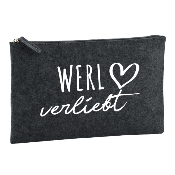 Kulturbeutel Werl verliebt 1 Liter Filz Charcoal Kosmetiktasche