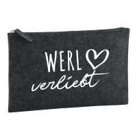 Kulturbeutel Werl verliebt 1 Liter Filz Charcoal Kosmetiktasche