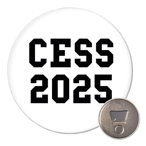 Magnet CESS 2025 Abschluss Belgien (frz.) 59mm Kühlschrankmagnet Flaschenöffner