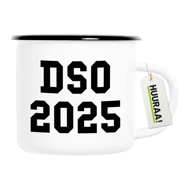 Emaille Tasse DSO 2025 Abschluss Belgien (ndl.) 300ml Vintage Emaille Becher