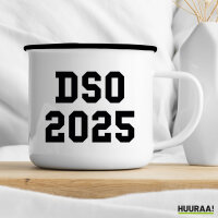 Emaille Tasse DSO 2025 Abschluss Belgien (ndl.) 300ml Vintage Emaille Becher
