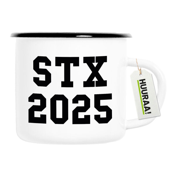 Emaille Tasse STX 2025 Abschluss Dänemark 300ml Vintage Emaille Becher