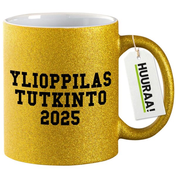 Glitzertasse Ylioppilastutkinto 2025 Abschluss Finnland 330ml