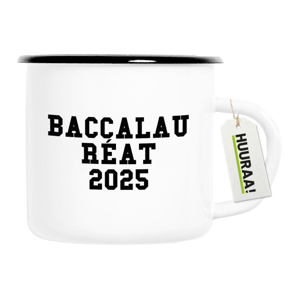 Emaille Tasse Baccalauréat 2025 Abschluss Frankreich 300ml Vintage Emaille Becher