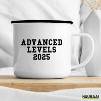 Emaille Tasse Advanced Levels 2025 Abschluss Großbritannien 300ml Vintage Emaille Becher