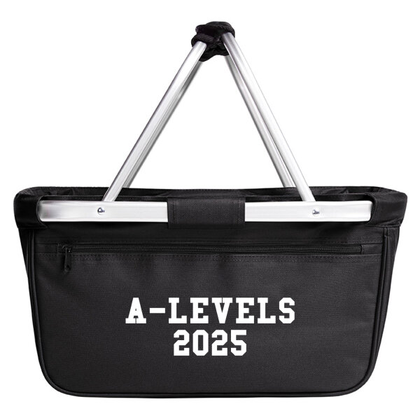 Einkaufskorb faltbar A-Levels 2025 Abschluss Großbritannien 20 Liter Tragekorb Black