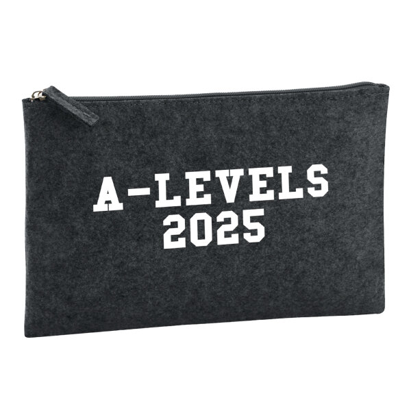 Kulturbeutel A-Levels 2025 Abschluss Großbritannien 1 Liter Filz Charcoal Kosmetiktasche