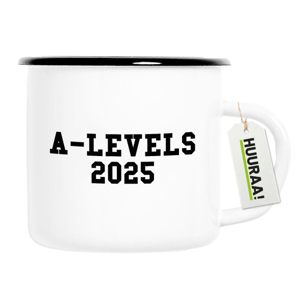 Emaille Tasse A-Levels 2025 Abschluss Großbritannien 300ml Vintage Emaille Becher