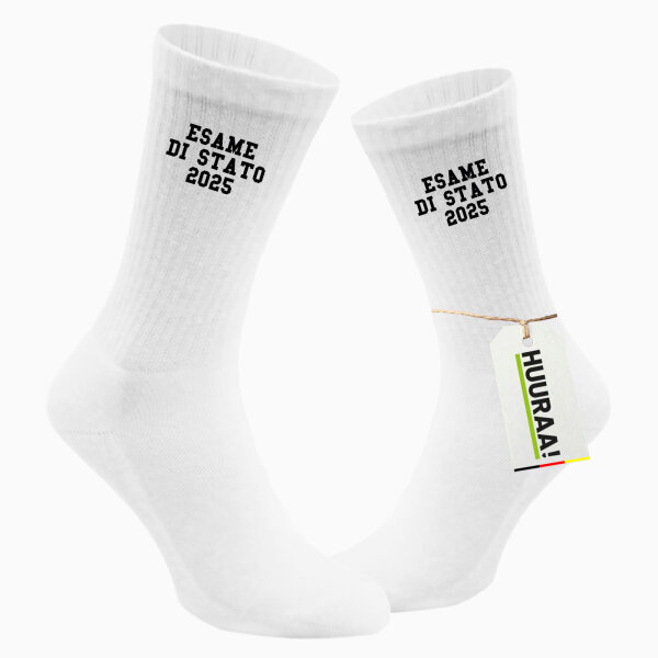 Socken Esame di Stato 2025 Abschluss Italien Größe 37/46 White Motiv Tennissocken