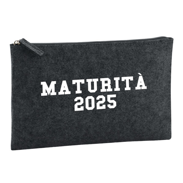 Kulturbeutel Maturità 2025 Abschluss Italien 1 Liter Filz Charcoal Kosmetiktasche