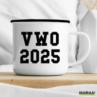 Emaille Tasse VWO 2025 Abschluss Niederlande 300ml Vintage Emaille Becher