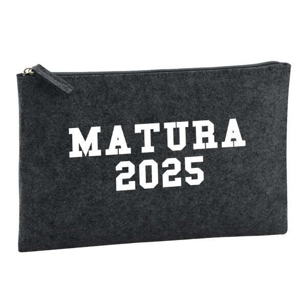 Kulturbeutel Matura 2025 Abschluss Österreich / Schweiz 1 Liter Filz Charcoal Kosmetiktasche