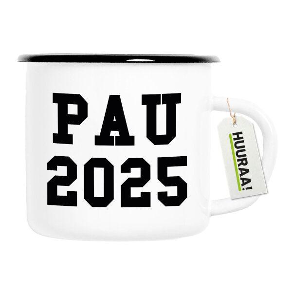 Emaille Tasse PAU 2025 Abschluss Spanien 300ml Vintage Emaille Becher