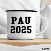 Emaille Tasse PAU 2025 Abschluss Spanien 300ml Vintage Emaille Becher